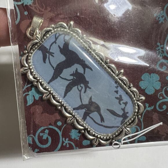 Blue Moon Beads Enchanted Planet Necklace Pendant Black Birds In Flight Jewelry - Picture 2 of 4